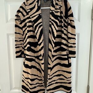Joan Vass Black and Tan Zebra Cardigan